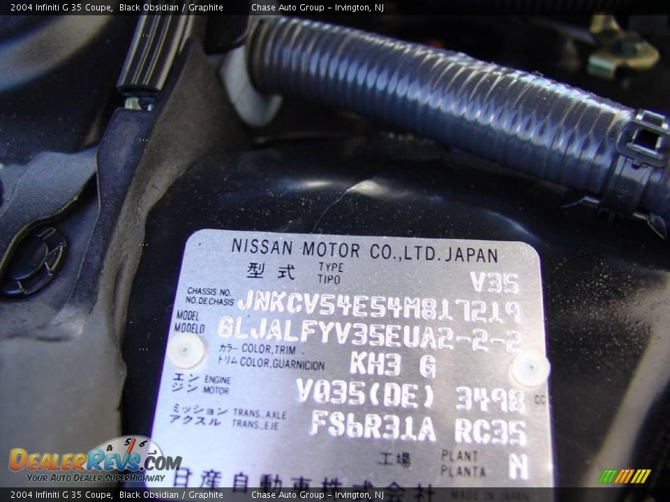 2004 Infiniti G 35 Coupe Black Obsidian / Graphite Photo #35