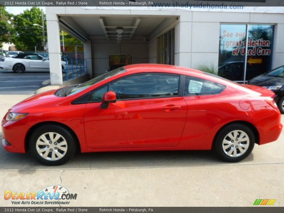 2012 Honda Civic LX Coupe Rallye Red / Stone Photo #2