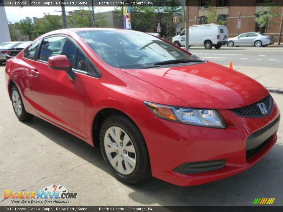 2012 Honda Civic LX Coupe Rallye Red / Stone Photo #3