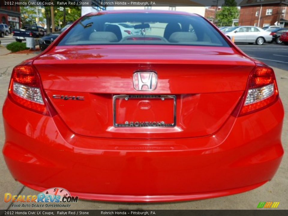 2012 Honda Civic LX Coupe Rallye Red / Stone Photo #11