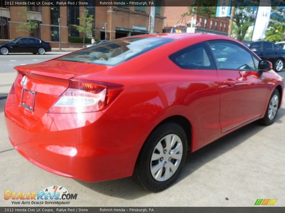 2012 Honda Civic LX Coupe Rallye Red / Stone Photo #12