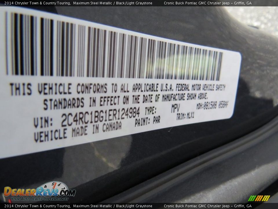 2014 Chrysler Town & Country Touring Maximum Steel Metallic / Black/Light Graystone Photo #28
