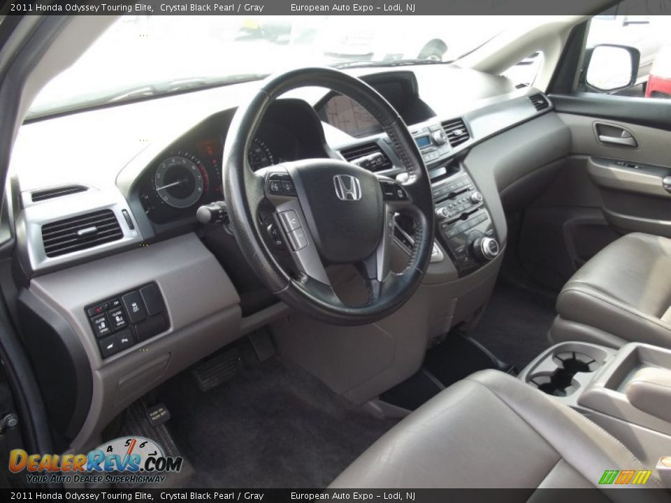 2011 Honda Odyssey Touring Elite Crystal Black Pearl / Gray Photo #8