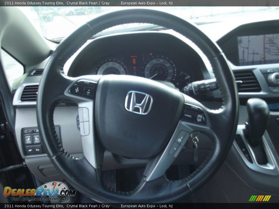 2011 Honda Odyssey Touring Elite Crystal Black Pearl / Gray Photo #16