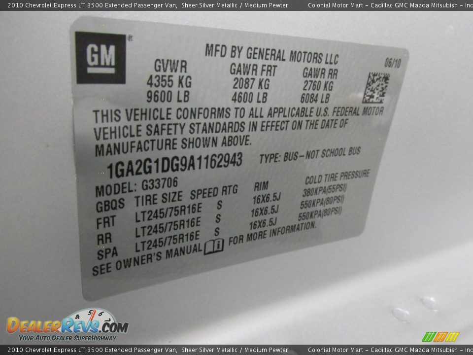 2010 Chevrolet Express LT 3500 Extended Passenger Van Sheer Silver Metallic / Medium Pewter Photo #19