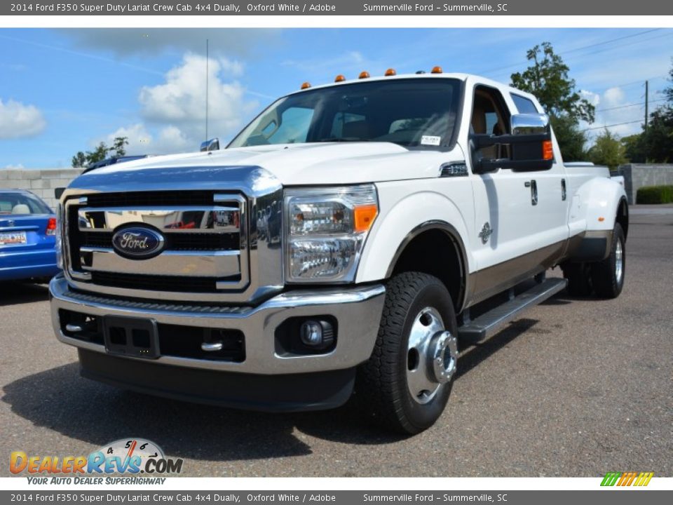 2014 Ford F350 Super Duty Lariat Crew Cab 4x4 Dually Oxford White / Adobe Photo #7