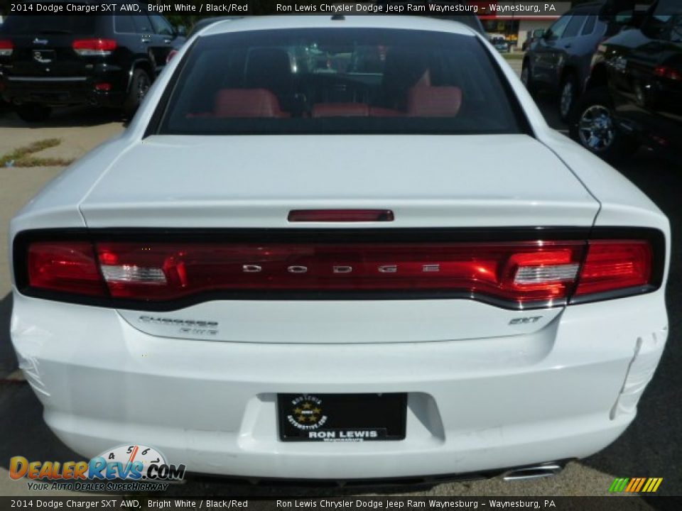 2014 Dodge Charger SXT AWD Bright White / Black/Red Photo #3