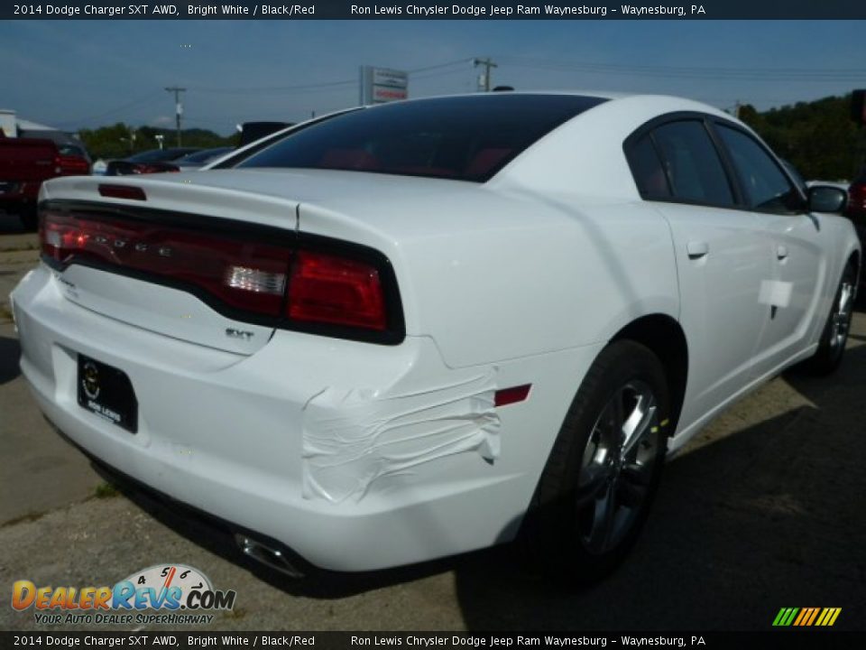 2014 Dodge Charger SXT AWD Bright White / Black/Red Photo #4