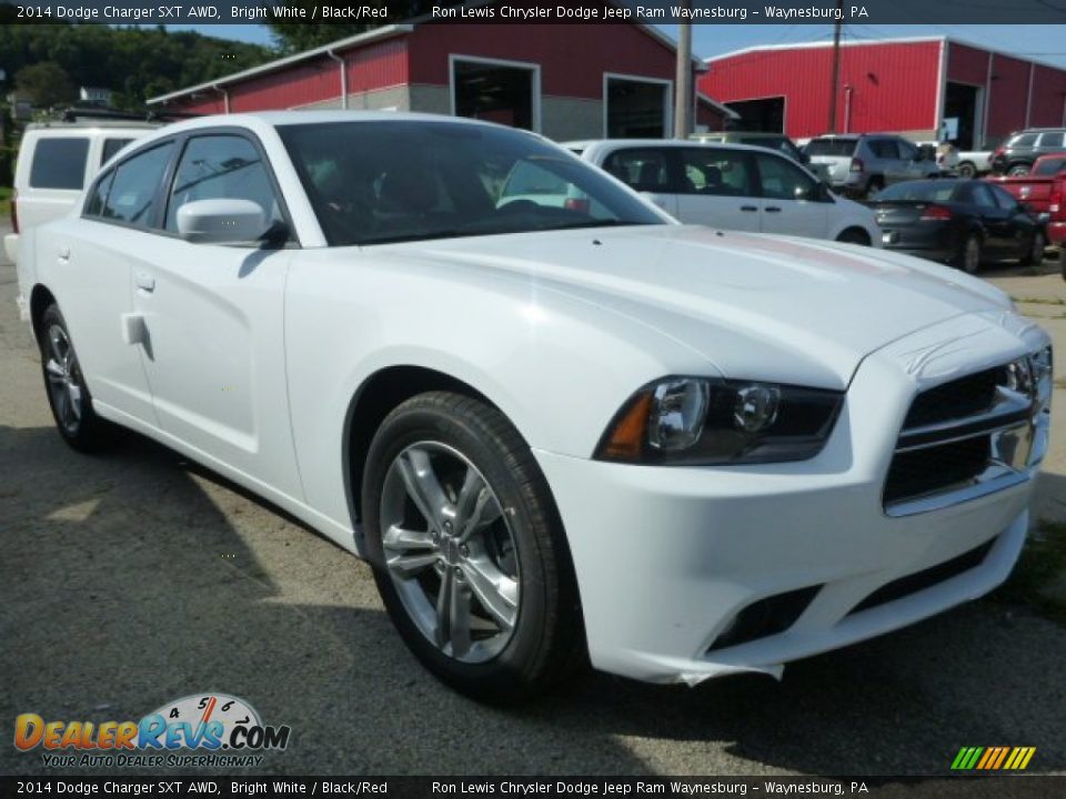 2014 Dodge Charger SXT AWD Bright White / Black/Red Photo #7