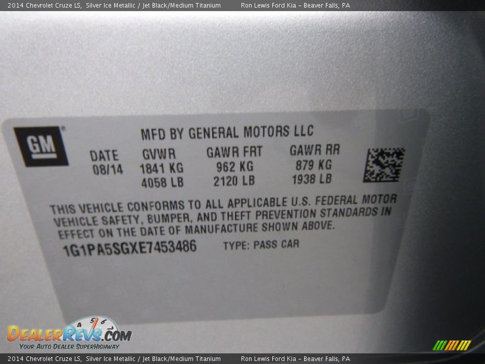 2014 Chevrolet Cruze LS Silver Ice Metallic / Jet Black/Medium Titanium Photo #20