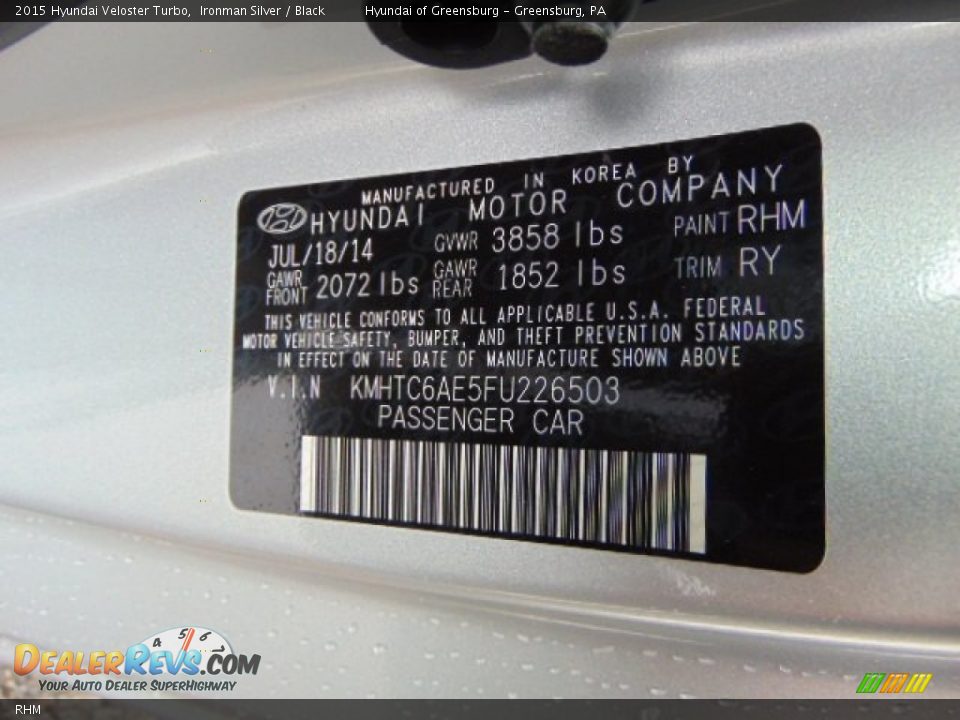 Hyundai Color Code RHM Ironman Silver