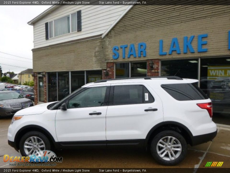 2015 Ford Explorer 4WD Oxford White / Medium Light Stone Photo #8