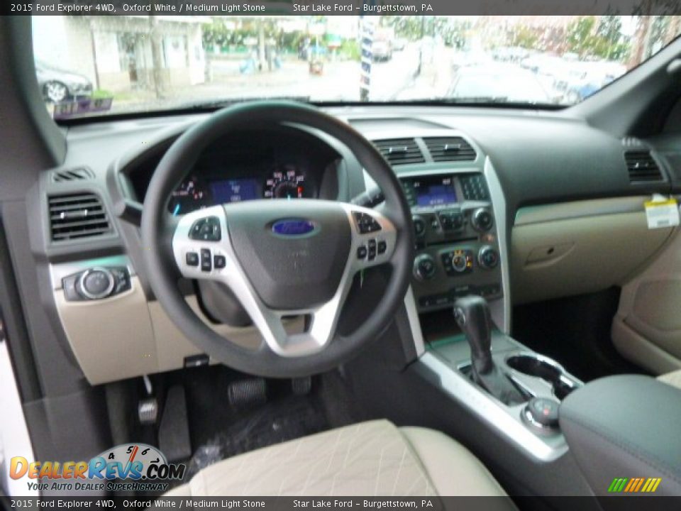 2015 Ford Explorer 4WD Oxford White / Medium Light Stone Photo #14