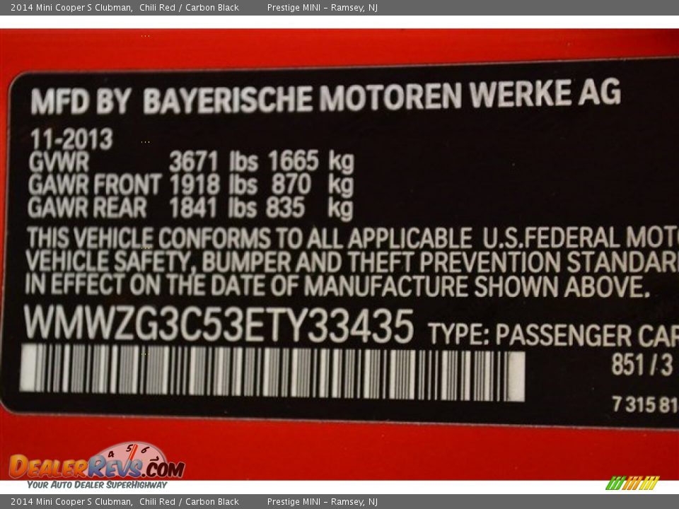 2014 Mini Cooper S Clubman Chili Red / Carbon Black Photo #26