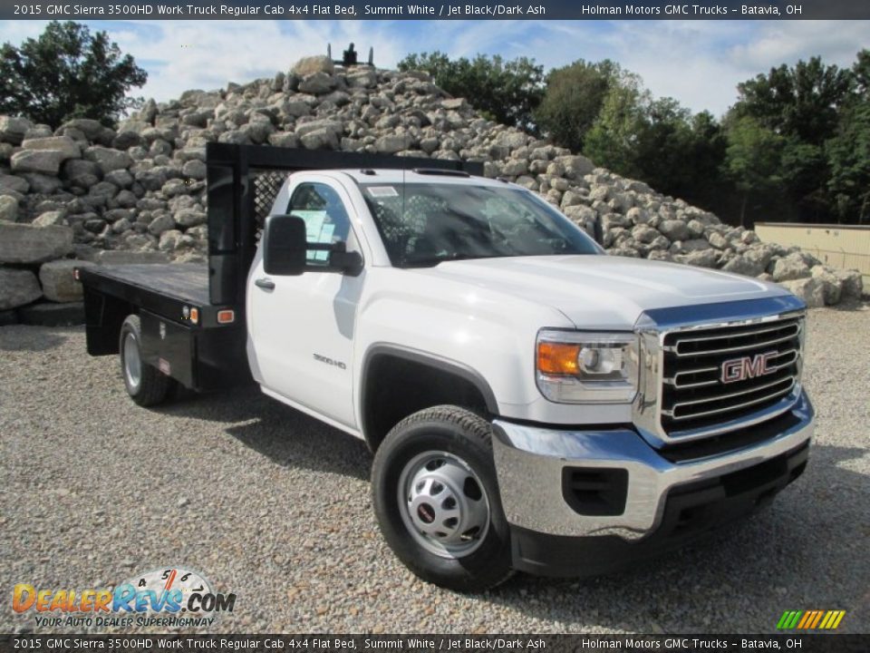 2015 GMC Sierra 3500HD Work Truck Regular Cab 4x4 Flat Bed Summit White / Jet Black/Dark Ash Photo #1