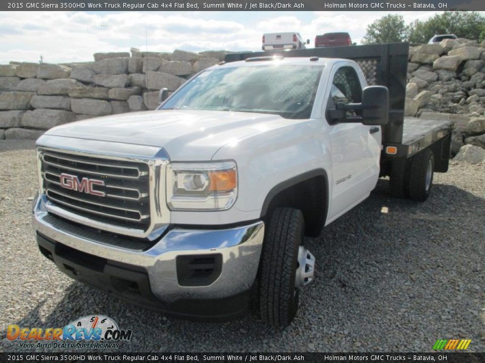 2015 GMC Sierra 3500HD Work Truck Regular Cab 4x4 Flat Bed Summit White / Jet Black/Dark Ash Photo #2