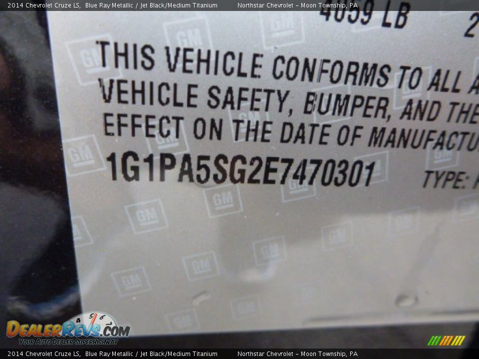 2014 Chevrolet Cruze LS Blue Ray Metallic / Jet Black/Medium Titanium Photo #14