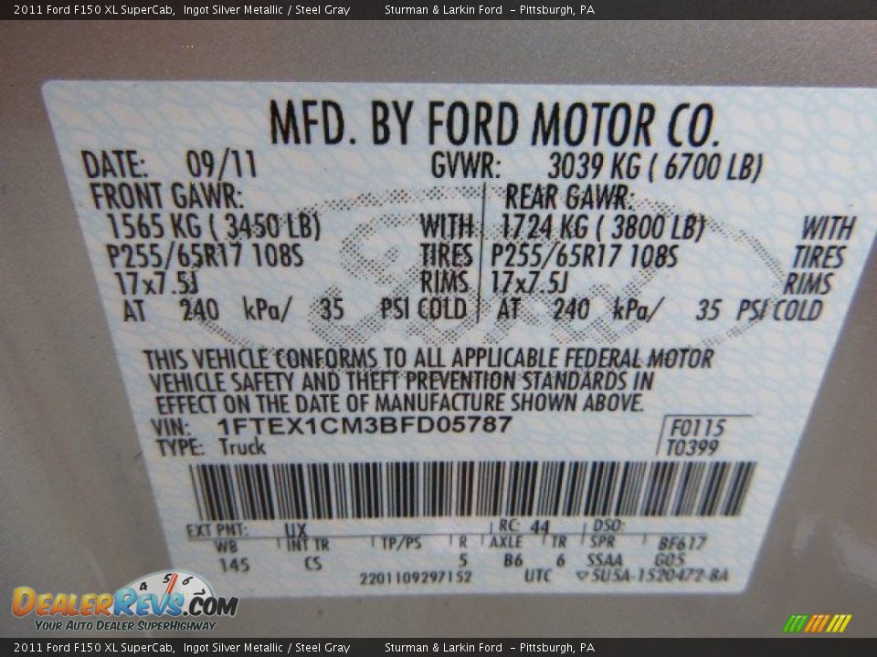 2011 Ford F150 XL SuperCab Ingot Silver Metallic / Steel Gray Photo #14