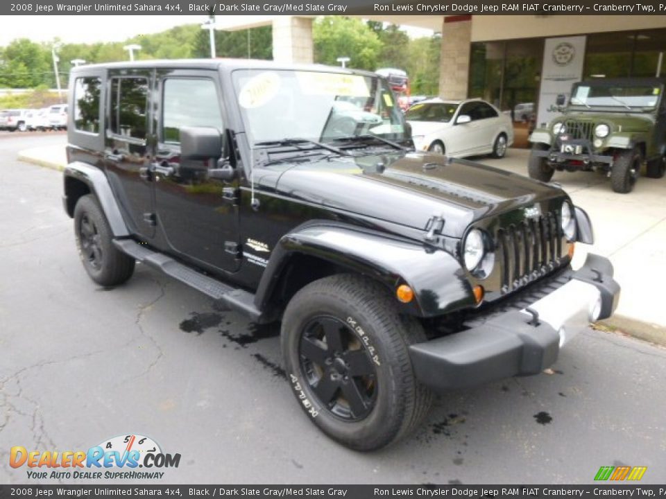 2008 Jeep Wrangler Unlimited Sahara 4x4 Black / Dark Slate Gray/Med Slate Gray Photo #2