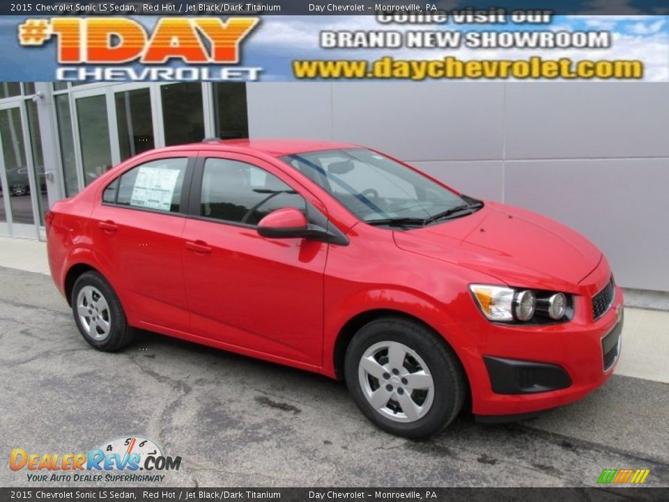 2015 Chevrolet Sonic LS Sedan Red Hot / Jet Black/Dark Titanium Photo #1