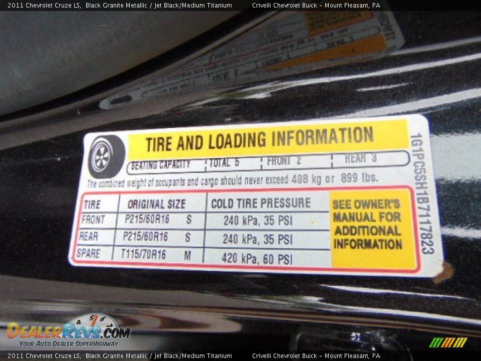 2011 Chevrolet Cruze LS Black Granite Metallic / Jet Black/Medium Titanium Photo #26