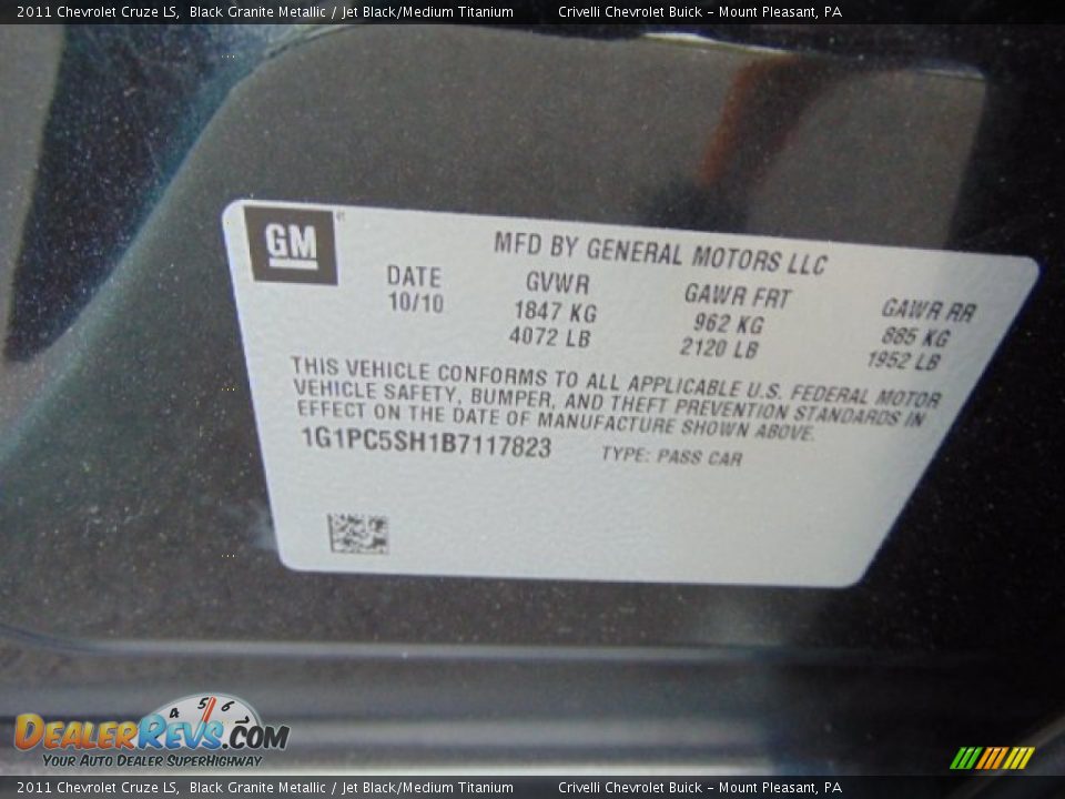 2011 Chevrolet Cruze LS Black Granite Metallic / Jet Black/Medium Titanium Photo #28