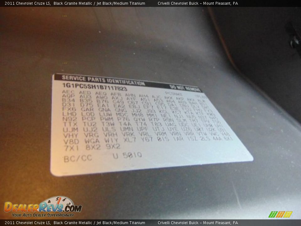 2011 Chevrolet Cruze LS Black Granite Metallic / Jet Black/Medium Titanium Photo #29