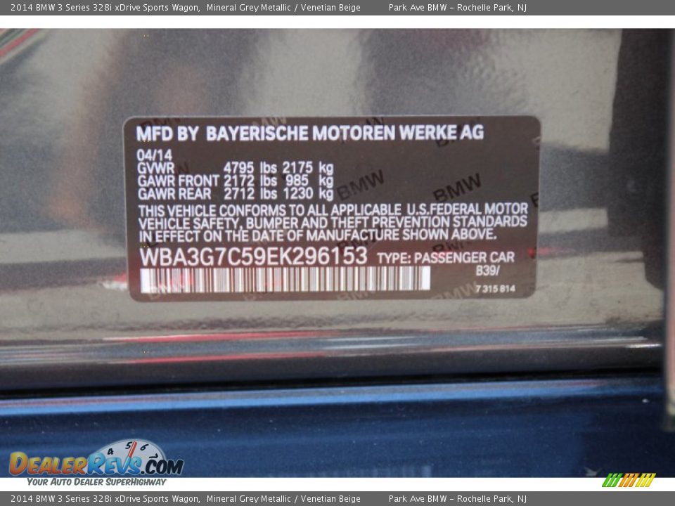 2014 BMW 3 Series 328i xDrive Sports Wagon Mineral Grey Metallic / Venetian Beige Photo #35