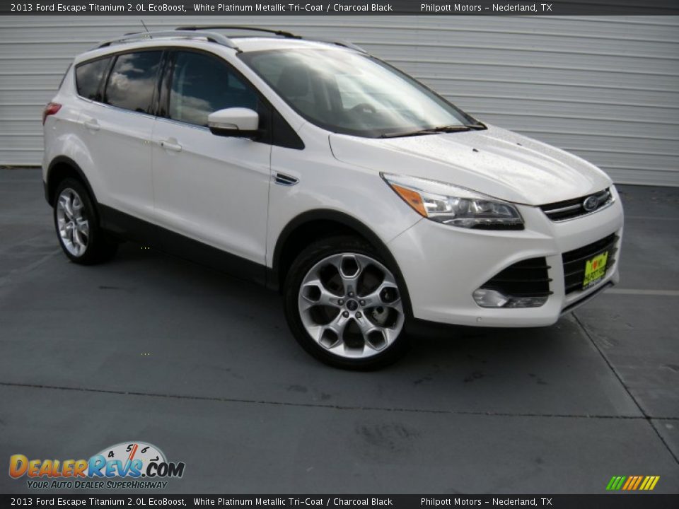 2013 Ford Escape Titanium 2.0L EcoBoost White Platinum Metallic Tri-Coat / Charcoal Black Photo #2