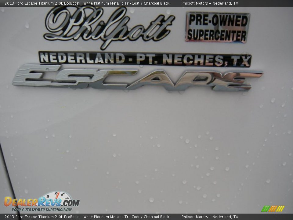 2013 Ford Escape Titanium 2.0L EcoBoost White Platinum Metallic Tri-Coat / Charcoal Black Photo #15