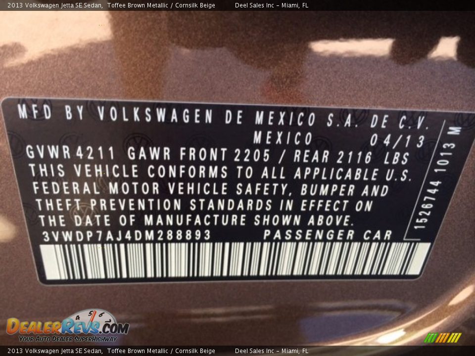 2013 Volkswagen Jetta SE Sedan Toffee Brown Metallic / Cornsilk Beige Photo #14