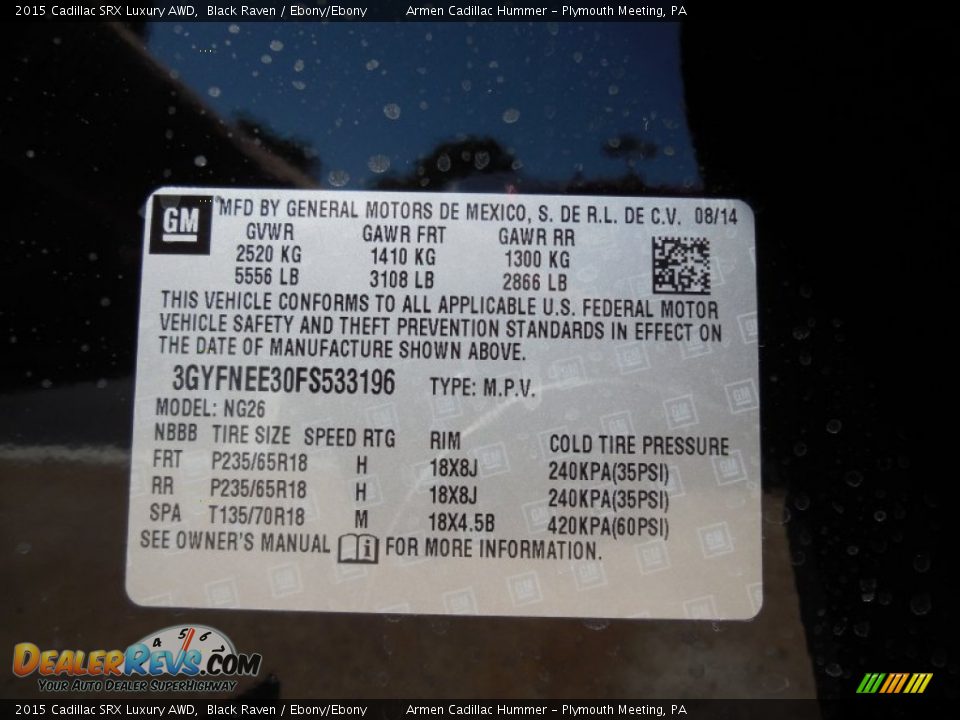 2015 Cadillac SRX Luxury AWD Black Raven / Ebony/Ebony Photo #15