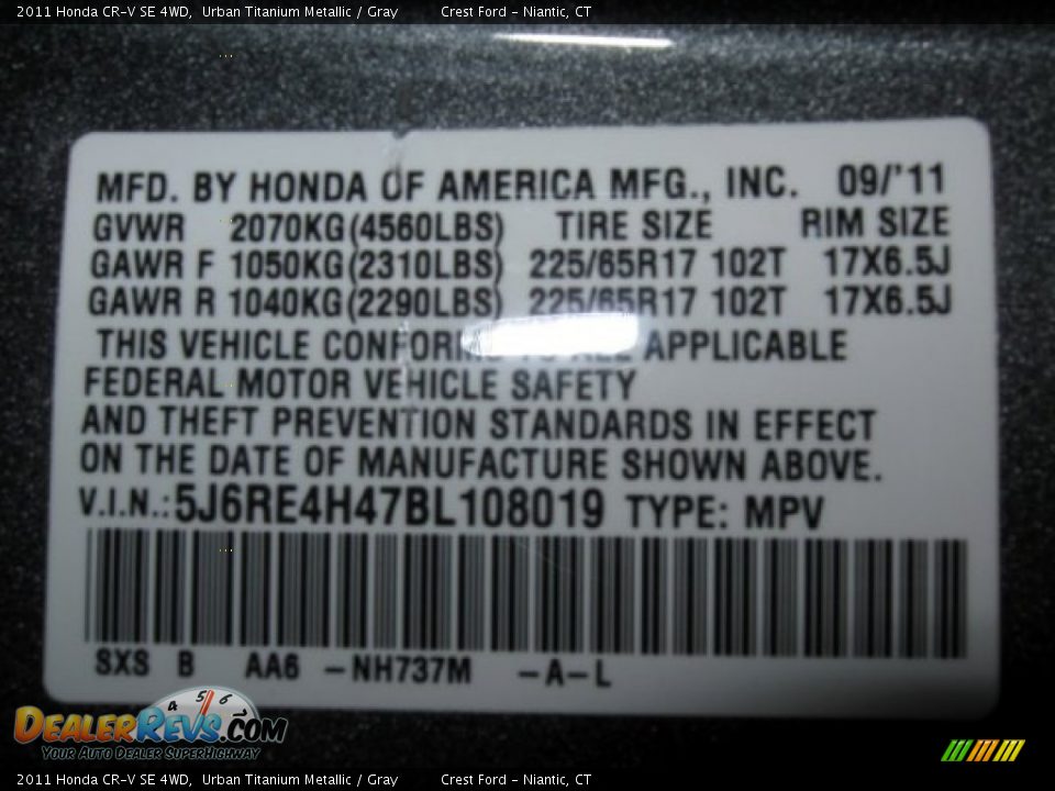 2011 Honda CR-V SE 4WD Urban Titanium Metallic / Gray Photo #15
