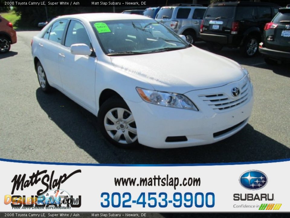 2008 Toyota Camry LE Super White / Ash Photo #1