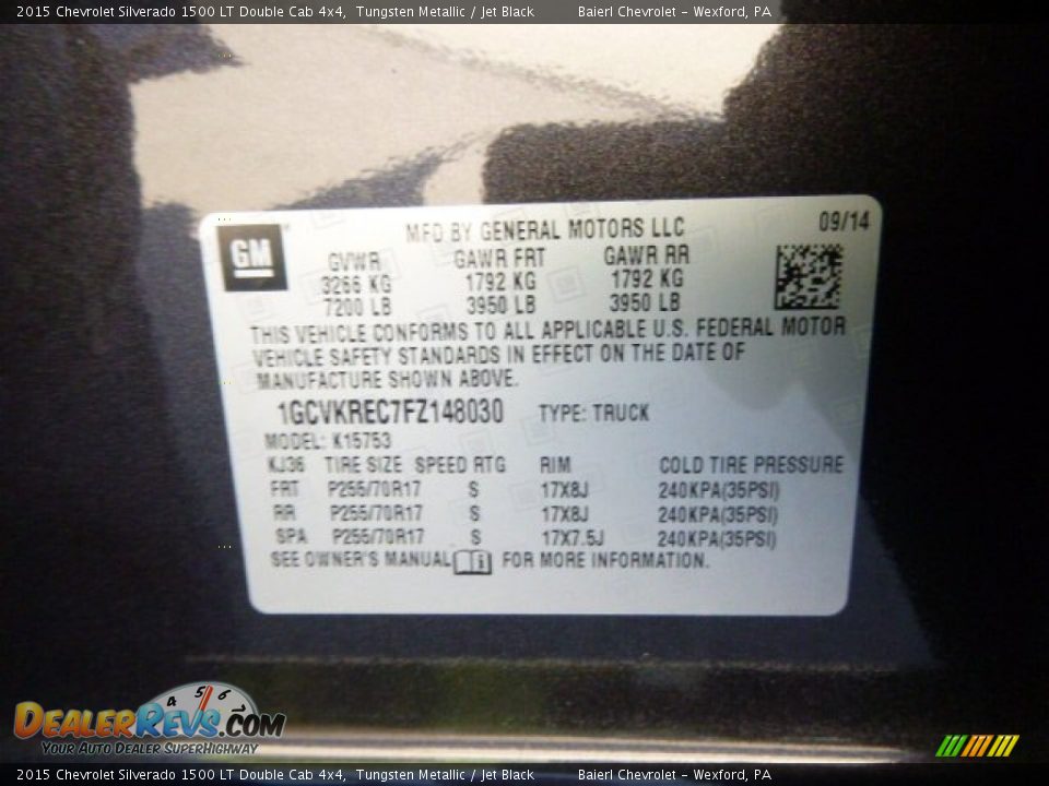2015 Chevrolet Silverado 1500 LT Double Cab 4x4 Tungsten Metallic / Jet Black Photo #20