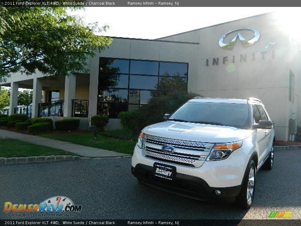 2011 Ford Explorer XLT 4WD White Suede / Charcoal Black Photo #1