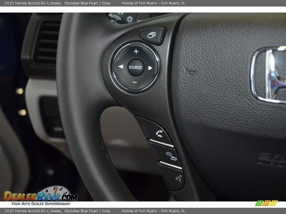 2015 Honda Accord EX-L Sedan Obsidian Blue Pearl / Gray Photo #19
