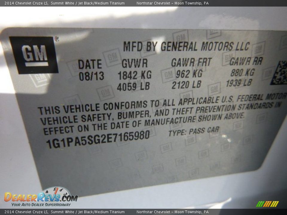 2014 Chevrolet Cruze LS Summit White / Jet Black/Medium Titanium Photo #19