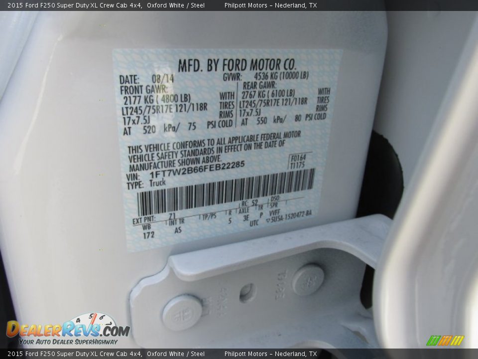 2015 Ford F250 Super Duty XL Crew Cab 4x4 Oxford White / Steel Photo #35