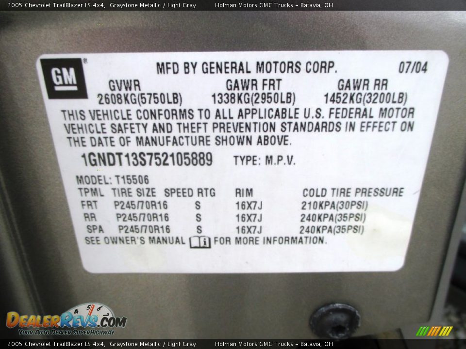 2005 Chevrolet TrailBlazer LS 4x4 Graystone Metallic / Light Gray Photo #4