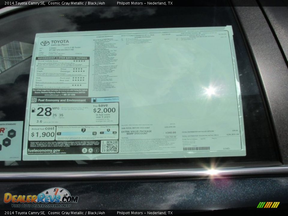 2014 Toyota Camry SE Cosmic Gray Metallic / Black/Ash Photo #34
