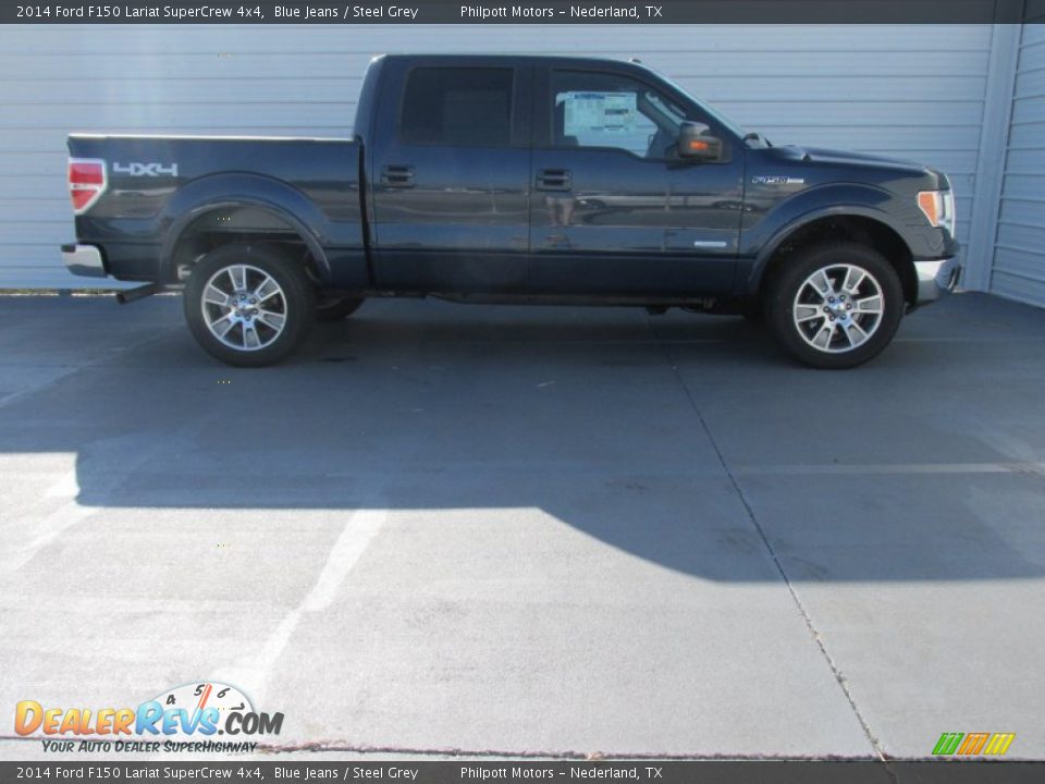 2014 Ford F150 Lariat SuperCrew 4x4 Blue Jeans / Steel Grey Photo #3