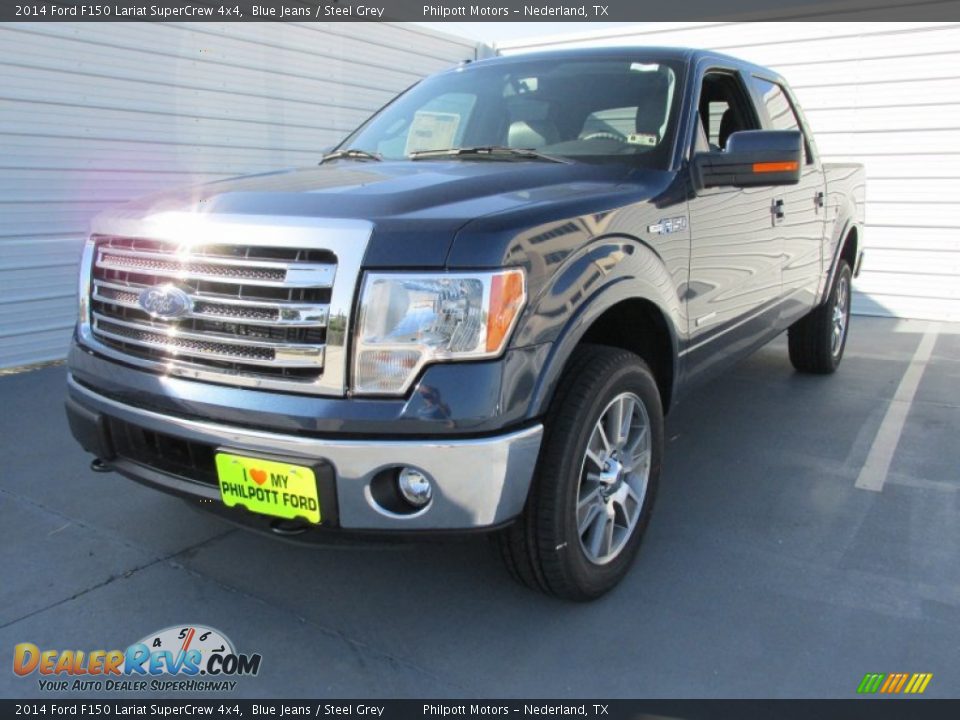 2014 Ford F150 Lariat SuperCrew 4x4 Blue Jeans / Steel Grey Photo #7
