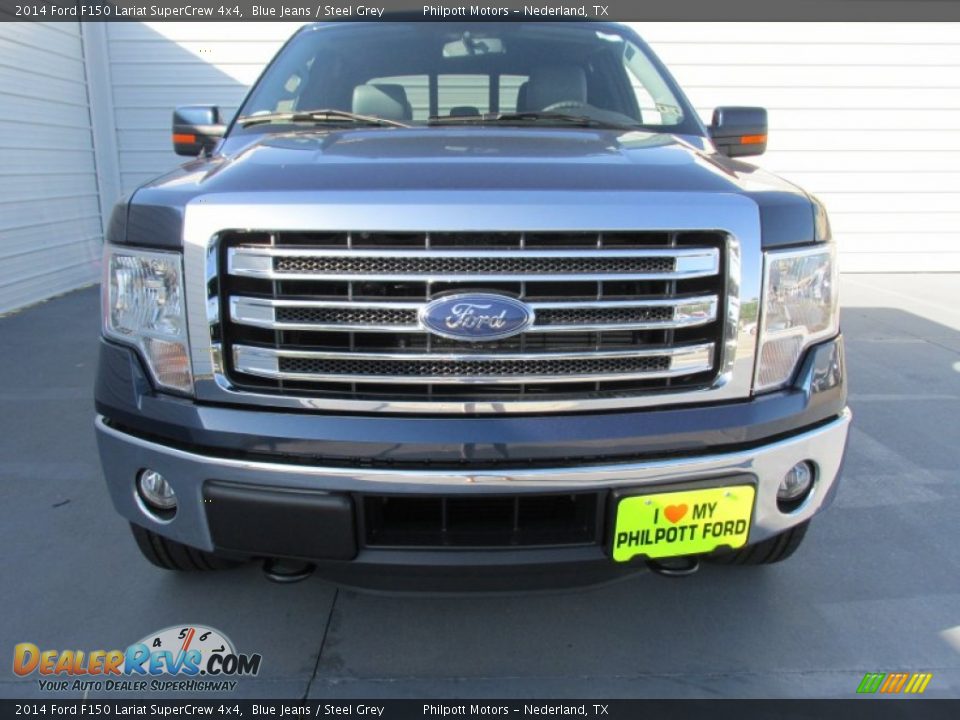 2014 Ford F150 Lariat SuperCrew 4x4 Blue Jeans / Steel Grey Photo #8