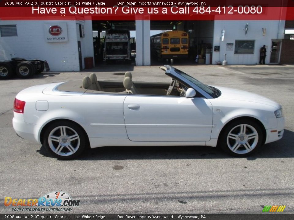 2008 Audi A4 2.0T quattro Cabriolet Ibis White / Beige Photo #2