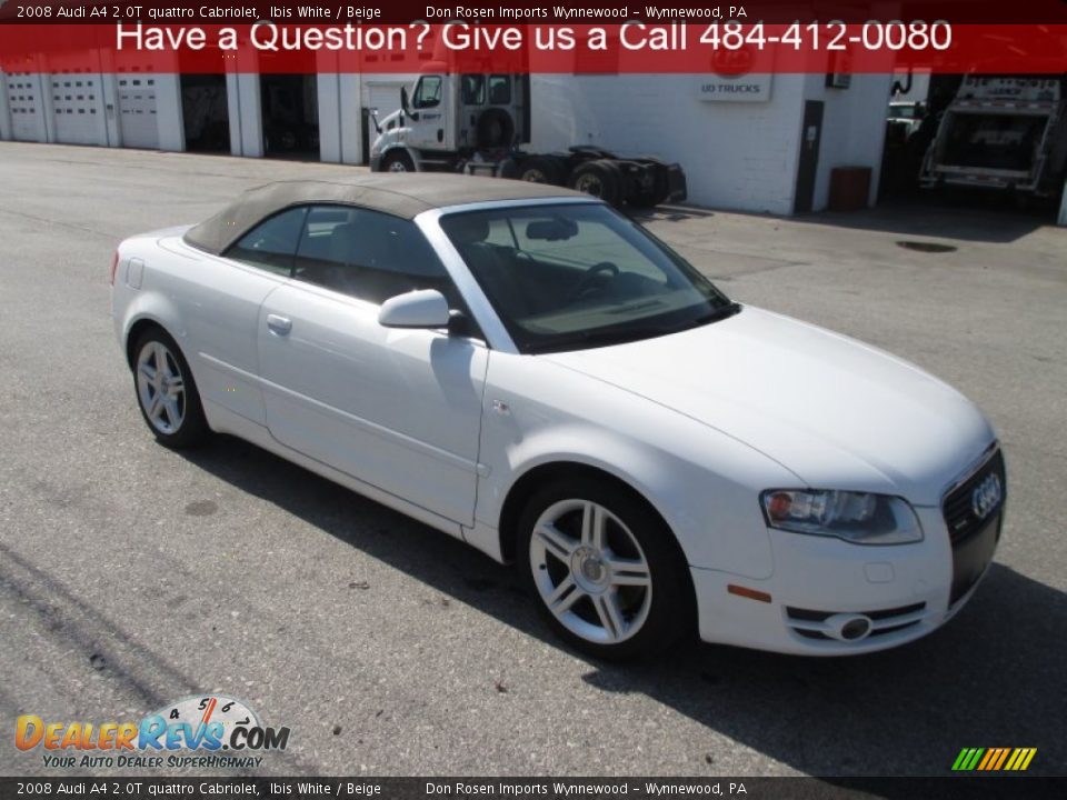 2008 Audi A4 2.0T quattro Cabriolet Ibis White / Beige Photo #6
