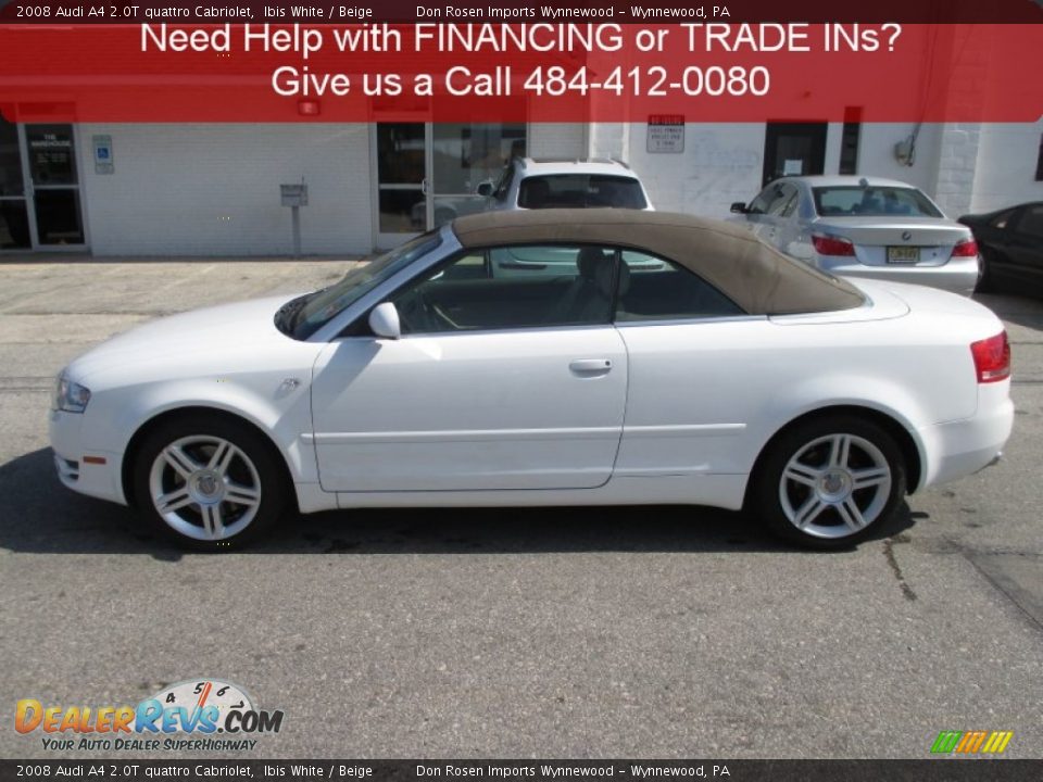 2008 Audi A4 2.0T quattro Cabriolet Ibis White / Beige Photo #7