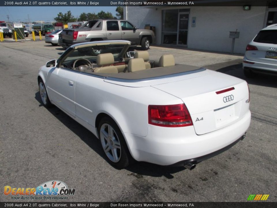 2008 Audi A4 2.0T quattro Cabriolet Ibis White / Beige Photo #10