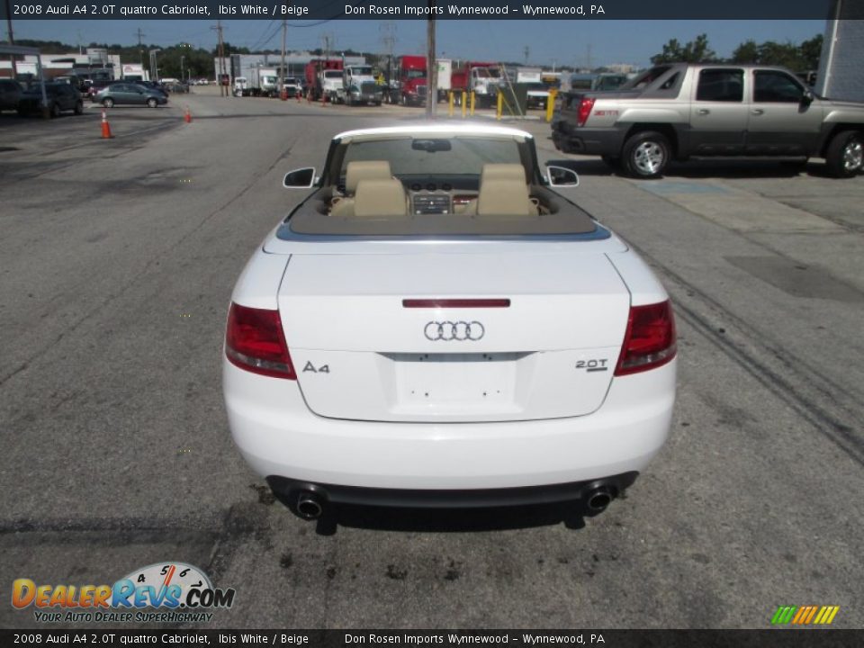 2008 Audi A4 2.0T quattro Cabriolet Ibis White / Beige Photo #11