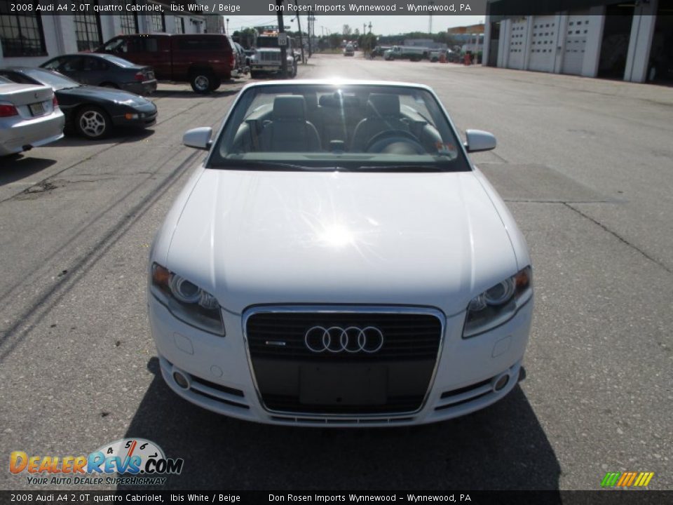 2008 Audi A4 2.0T quattro Cabriolet Ibis White / Beige Photo #12